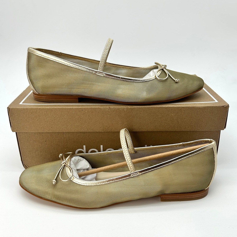 Mary Jane Ballet Flats Dolce Vita Cadel Womens Sz. 10 Platinum Metallic Mesh NEW